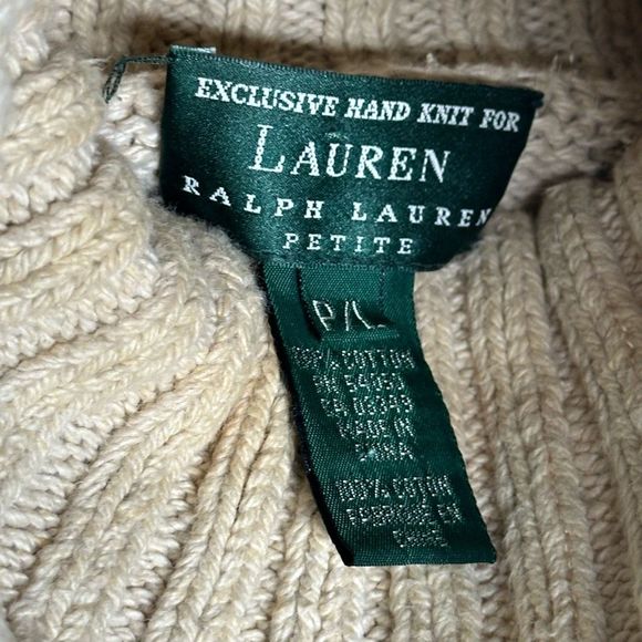 VTG Ralph Lauren Hand Knit Sporting Dog Turtleneck Sweater Women’s Large - Picture 5 of 5